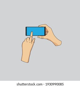 The figure shows a phone in hand