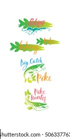 the figure shows a pike fish logo set