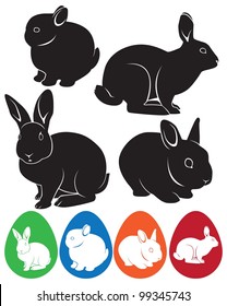 the figure shows the rabbit and Easter eggs