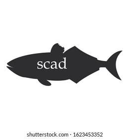 The figure shows a scad fish black silhouette.