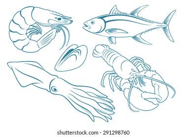 The figure shows seafood