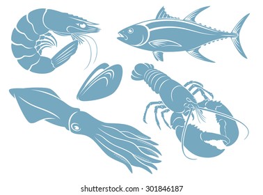 The figure shows seafood