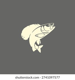 The figure shows a silhouette  fish grayling 