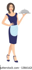the figure shows a waitress with a tray