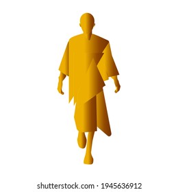 The figure and silhouette of a gold-colored fashion model. walks the podium confidently and independently. Vector illustration for logo, card.