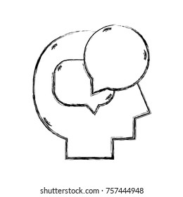 figure silhouette man with chat bubbles inside