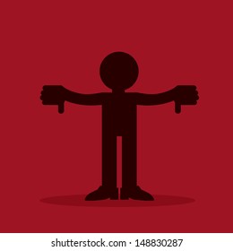 Figure silhouette with two thumbs down 