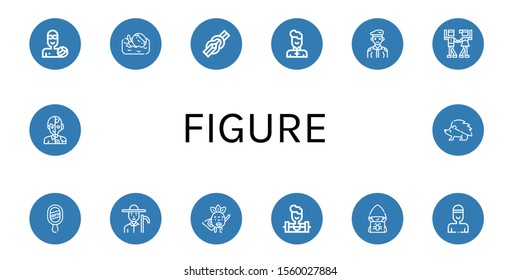 figure simple icons set. Contains such icons as Waterpolo, Swimmer, Knot, Wushu, Soldier, Waltz, Mirror, Farmer, Superhero, Weighlifter, Hacker, can be used for web, mobile and logo