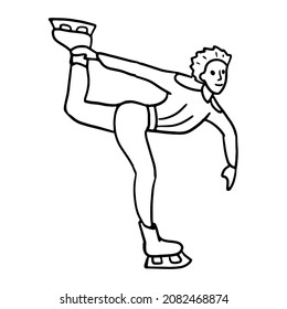 Figure skater in doodle style. Isolated vector.