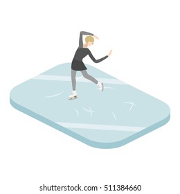 Figure skater in ice vector illustration isometric