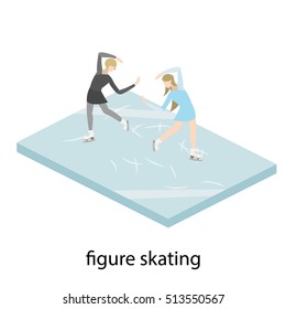 Figure skater in ice vector illustration isometric