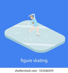 Figure skater in ice vector illustration isometric