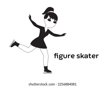 
figure skater isolated vector Silhouettes on white background 