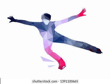 Figure skater on ice. Men's single skating. Athlete in motion vector image.