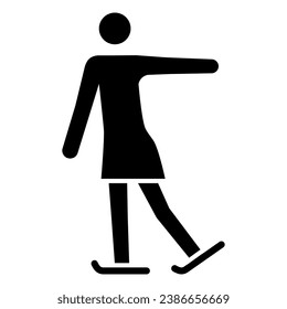 Figure skater performs exercise solid icon, Winter sport concept, Ladies figure skating silhouette sign on white background, sport figure skating icon in glyph style. Vector graphics