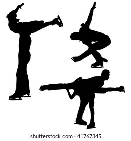 Figure skaters on ice silhouettes - vector