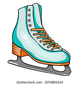 Figure skates for ice skating. Sport shoes. Hand draw.