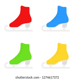 Figure skates. Logo figure skates. Colorful figure skates. Set of figure skates. Vector illustration. EPS 10.