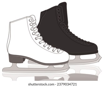 figure skates, men's and women's isolated on a white background