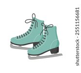 Figure skates on white background. Winter sport. Flat illustration