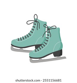 Figure skates on white background. Winter sport. Flat illustration