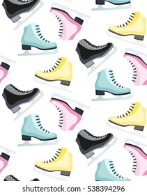Figure skates pattern on the background. The skates icon. Figure skates symbol. Vector illustration