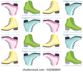 Figure skates pattern on the background. The skates icon. Figure skates symbol. Vector illustration
