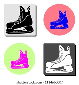 Figure skates. simple flat vector icon illustration on four different color backgrounds