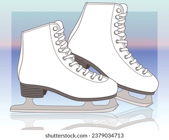 figure skates, women's with abstract background