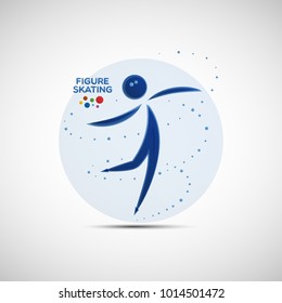 Figure Skating championship banner. Winter sports icon. Abstract sportswoman silhouette. Vector illustration of jumping and spinning figure skater for your design