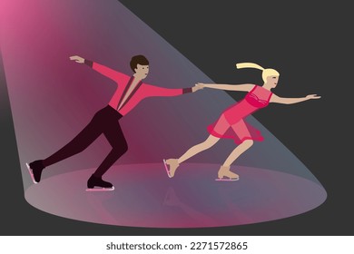 Figure skating couple. Athletes ofFigure Skating Championship. Vector.