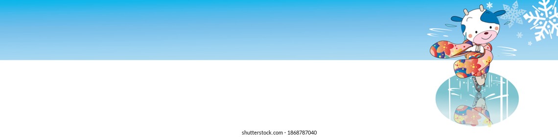 Figure skating cow snowflake background