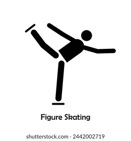 Figure Skating flat black icon vector isolated on white background. Olympic Sports.