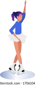 Figure skating. The girl is skating. Graphic drawing. Close-up. It can be used in design.
