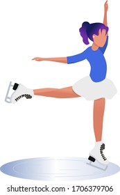 Figure skating. The girl is skating. Graphic drawing. Close-up. It can be used in design.