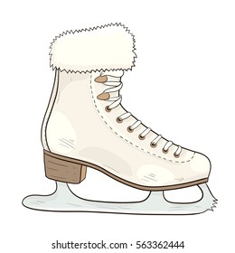 Figure skating icon. Skates single object isolated on white background. Design vector element. Winter sport.