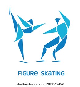 Figure skating icon. Winter Universiade Krasnoyarsk 2019, Nordic World Ski Championships Seefeld 2019 pictogram for web, print and other projects. Vector illustration isolated on a white backgraund