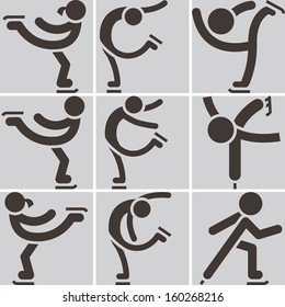 Figure skating icons set