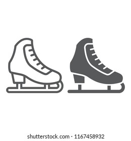 Figure skating line and glyph icon, activity and sport, ice skating sign, vector graphics, a linear pattern on a white background, eps 10.