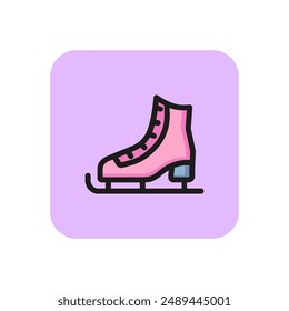 Icono de línea de patinaje artístico. Pista de patinaje, hockey, patinaje. Concepto de invierno. La Ilustración vectorial se puede utilizar para temas como el deporte, el ocio, el hobby