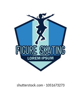 figure skating logo with text space for your slogan / tag line, vector illustration
