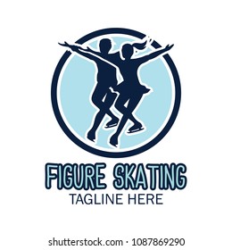 figure skating logo with text space for your slogan / tag line, vector illustration