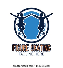 figure skating logo with text space for your slogan / tag line, vector illustration