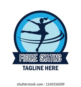 figure skating logo with text space for your slogan / tag line, vector illustration