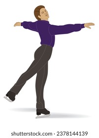 figure skating, male skater, in pose isolated on a white background