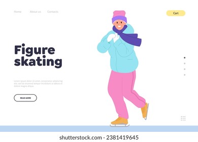 Figure skating online school service landing page template offering classes and training courses