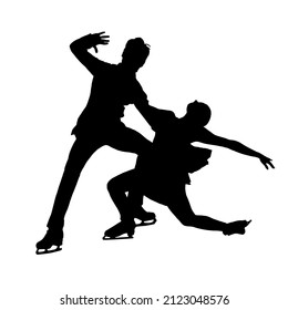 Figure skating pair dance silhouette of man and woman. vector image	
