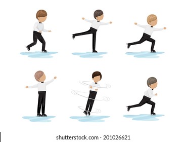 Figure Skating Set - Isolated On White Background - Vector Illustration, Graphic Design Editable For Your Design. 