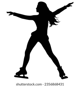 Figure skating silhouette illustration black solid color 