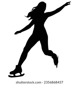 Figure skating silhouette illustration black solid color 